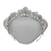 Brillante plata perla diamantes corona tiara elegante hermosa mujer peluquería con adornos regalo Item Picture